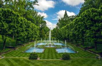 Картинка природа парк фонтаны лужайка