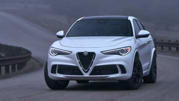 обоя alfa romeo stelvio quadrifoglio 2018, автомобили, alfa romeo, alfa, romeo, stelvio, quadrifoglio, 2018, белый