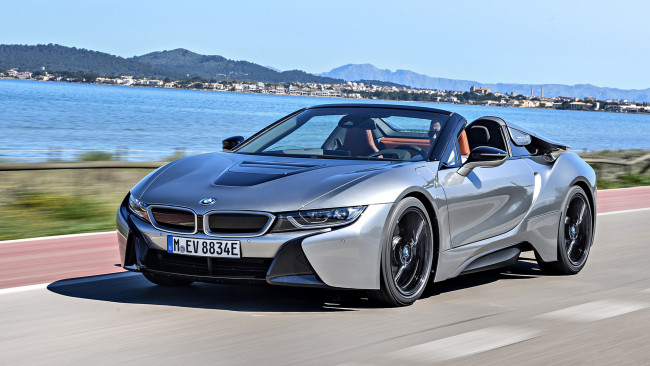 Обои картинки фото bmw i8 roadster 2019, автомобили, bmw, i8, серебряный, металлик, 2019, roadster