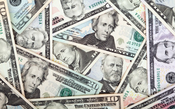 Картинка разное золото +купюры +монеты доллары