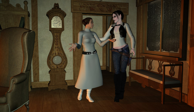 Обои картинки фото 3д графика, фантазия , fantasy, фон, взгляд, девушки