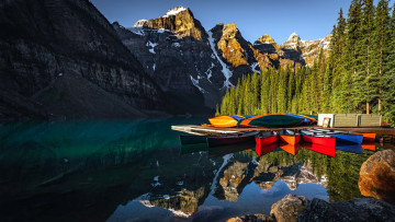 Картинка корабли лодки +шлюпки горы озеро отражение