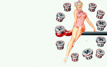 Картинка рисованное люди пин-ап девушка инструменты