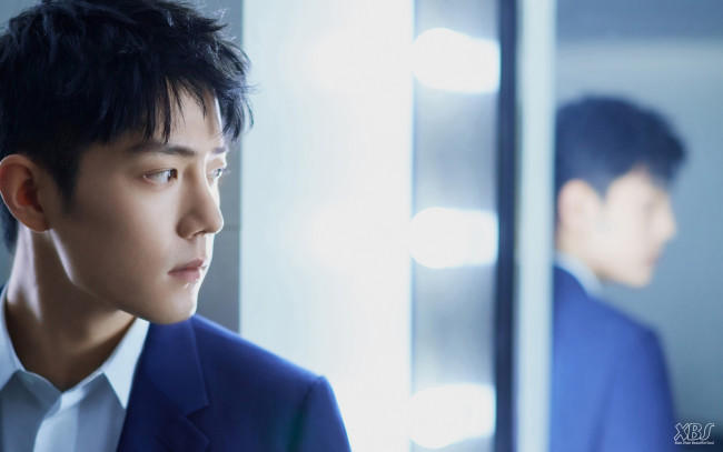 Обои картинки фото мужчины, xiao zhan, актер, лицо, пиджак, отражение