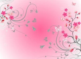 обоя векторная графика, цветы , flowers, цветы, бабочки