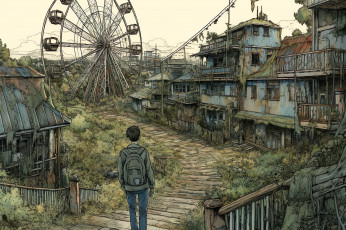 Картинка аниме город +улицы +интерьер +здания