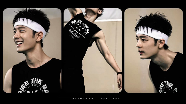 Обои картинки фото мужчины, xiao zhan, актер, спорт, майка, повязка