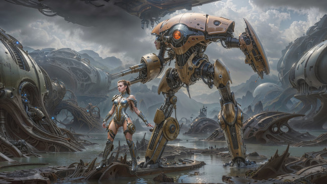 Обои картинки фото фэнтези, роботы,  киборги,  механизмы, нейросети, графика, нейроарт, ai, art, нейронные, сети, рисунки, нейро, искусство, нейрографика, graphics, neuroart, neural, networks, drawings, neuro, neurography