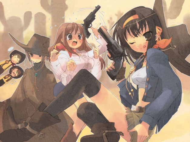 Обои картинки фото аниме, the, melancholy, of, haruhi, suzumiya