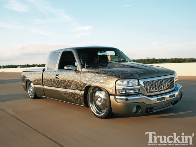 Обои картинки фото 2000, gmc, sierra, автомобили, custom, pick, up