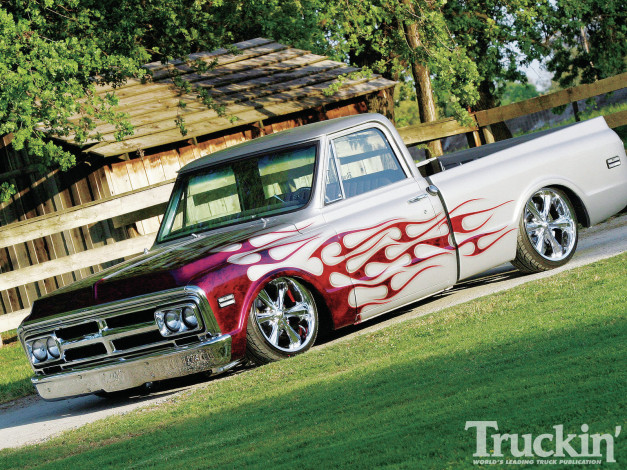 Обои картинки фото flame, c10, автомобили, custom, pick, up