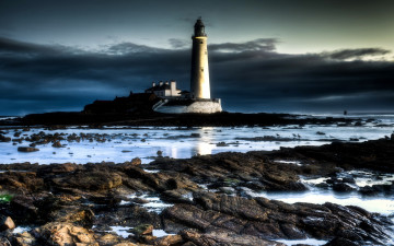 Картинка природа маяки море ночь пейзаж