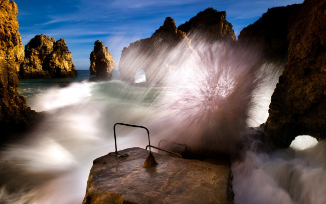 Обои картинки фото природа, стихия, скалы, пейзаж, море, волна