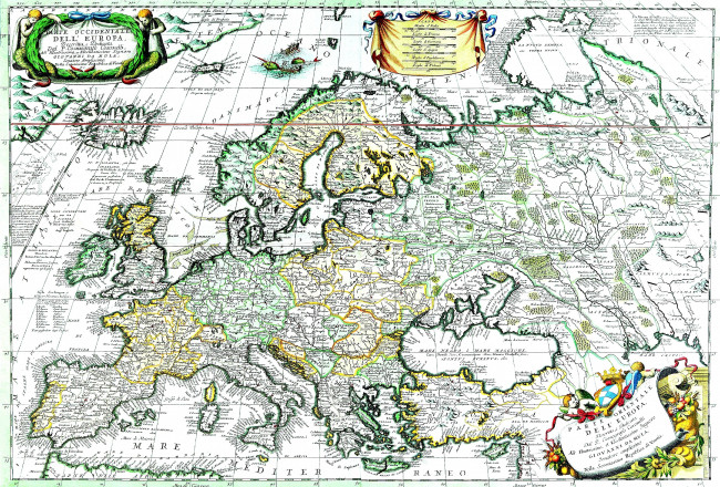 Обои картинки фото разное, глобусы, карты, карта, европа, старинный