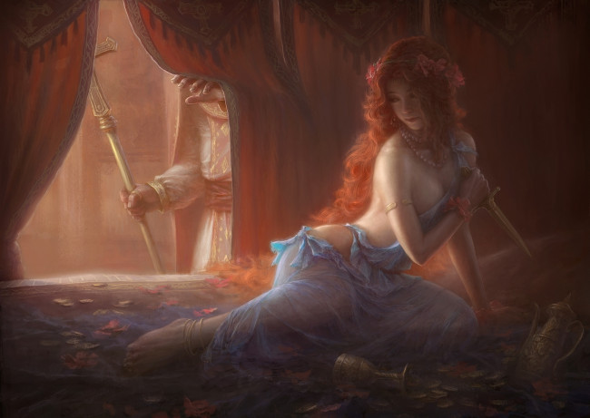 Обои картинки фото фэнтези, девушки, кинжал