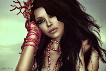 Картинка 3д графика portraits портрет волосы браслеты брюнетка