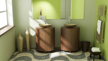 Картинка 3д графика realism реализм вазы тумбочки полотенце