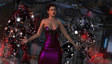 Картинка 3д графика people люди роботы девушка