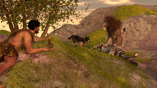 Обои картинки фото 3д, графика, people, люди, животные, охотник