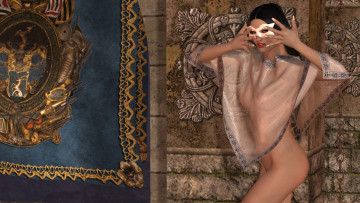 обоя ameesha, 3д графика, people , люди, девушка, взгляд, маска