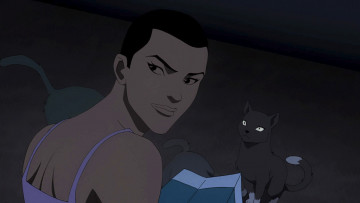 Картинка рисованные люди мужчина кот