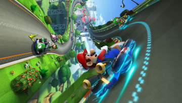 обоя видео игры, mario kart 8, гонка, трасса