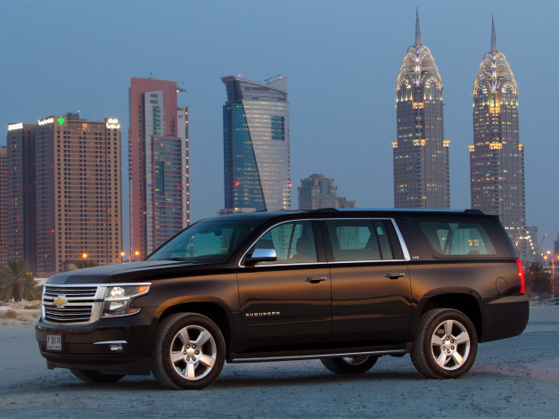 Обои картинки фото автомобили, chevrolet, 2014, suburban, темный