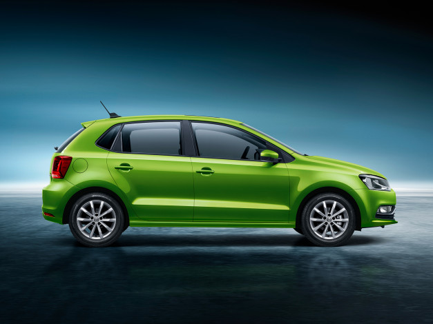 Обои картинки фото автомобили, volkswagen, polo, cn-spec, зеленый, 2014, г, typ, 6r