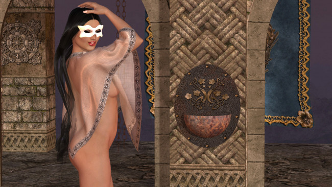 Обои картинки фото ameesha, 3д графика, people , люди, девушка, маска, взгляд