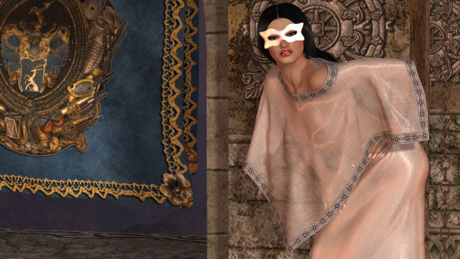 Обои картинки фото ameesha, 3д графика, people , люди, девушка, взгляд, маска