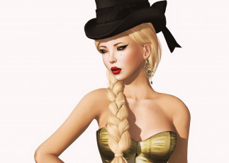 Картинка рисованное люди взгляд девушка косичка шляпа фон