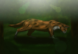 Картинка рисованное животные +коты лето кот трава