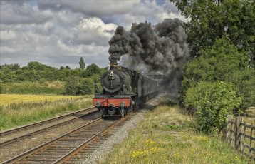Картинка техника паровозы рельсы дорога железная паровоз
