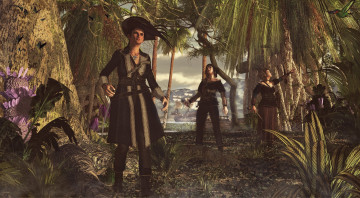 Картинка 3д+графика фантазия+ fantasy фон взгляд девушки оружие