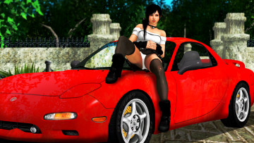 Картинка автомобили 3d+car&girl фон автомобиль взгляд девушка