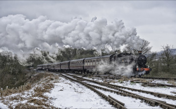 Картинка техника паровозы рельсы дорога железная паровоз