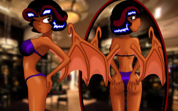 Картинка векторная+графика другое+ other взгляд девушки фон демоны