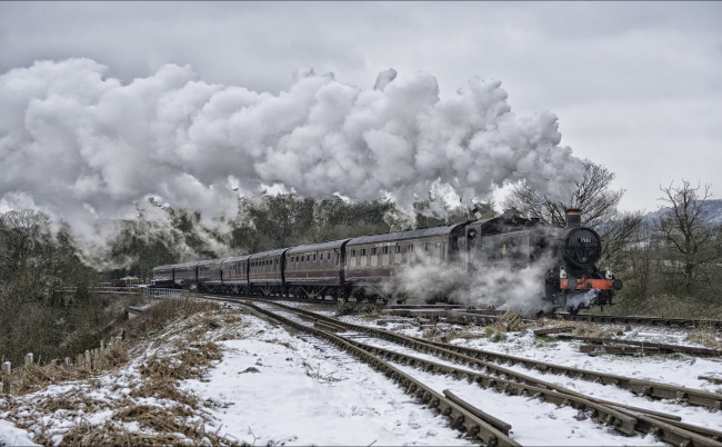 Обои картинки фото техника, паровозы, рельсы, дорога, железная, паровоз