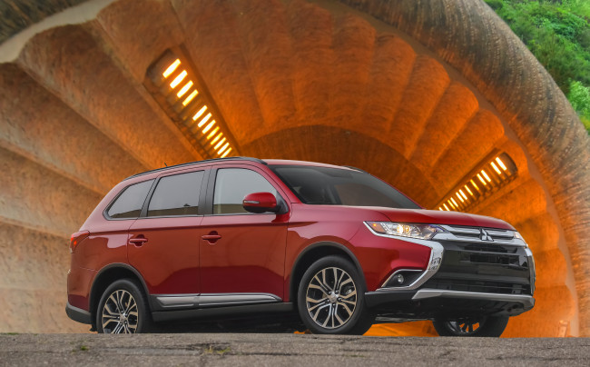 Обои картинки фото автомобили, mitsubishi, us-spec, outlander, 2016г, красный