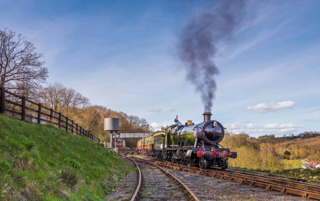 Обои картинки фото техника, паровозы, рельсы, паровоз, дорога, железная