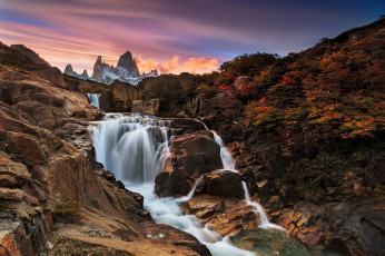 Картинка природа водопады лес водопад река