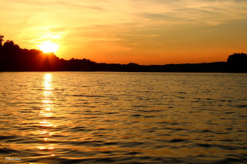 Картинка природа восходы закаты солнце заходящее река лес