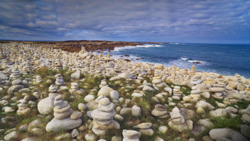 Картинка природа побережье бретань франция кот-д'армор розовый гранит море берег камни