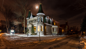 Картинка города -+здания +дома дорога ночь