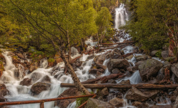 Картинка природа водопады водопад река лес