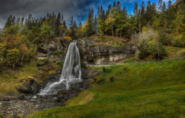Картинка природа водопады водопад лес река