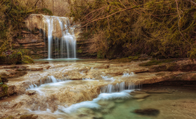 Обои картинки фото природа, водопады, водопад, река, лес