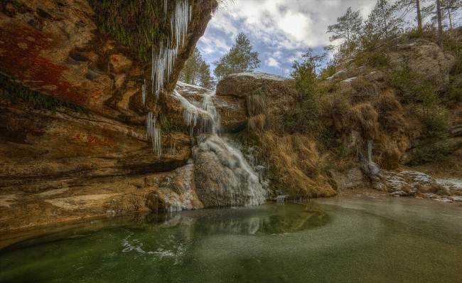 Обои картинки фото природа, водопады, лес, река, водопад