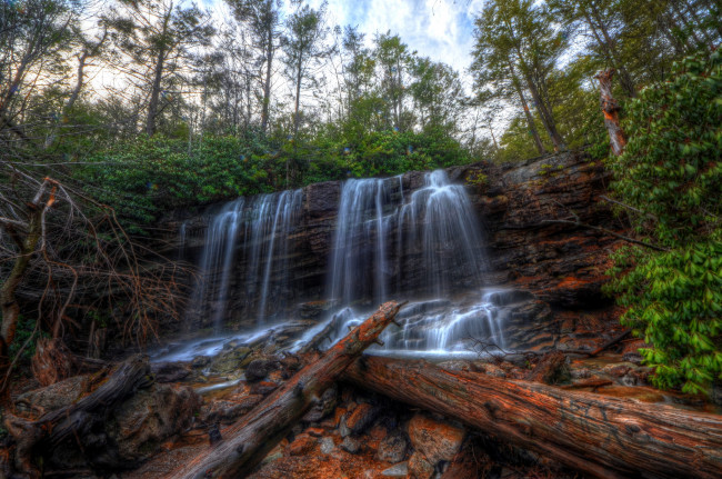 Обои картинки фото природа, водопады, водопад, река, лес