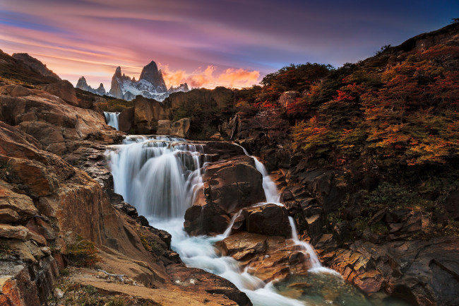 Обои картинки фото природа, водопады, лес, водопад, река